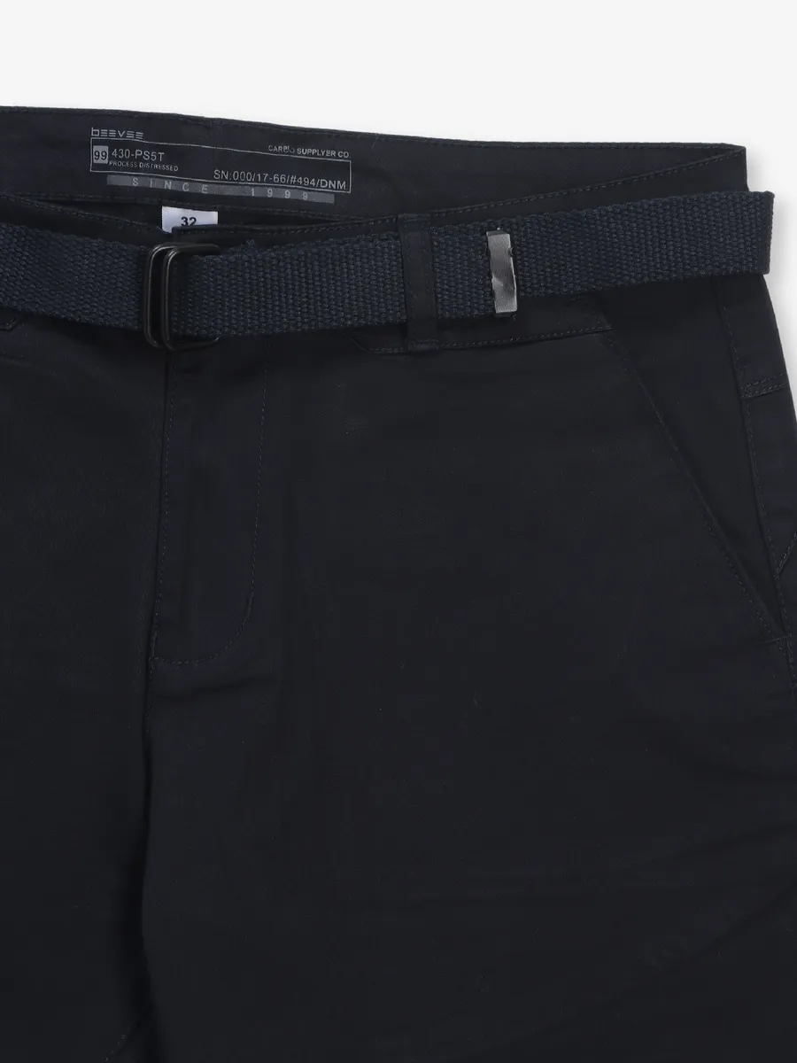 BEEVEE navy cotton solid shorts-G3-MSO0742 | United States