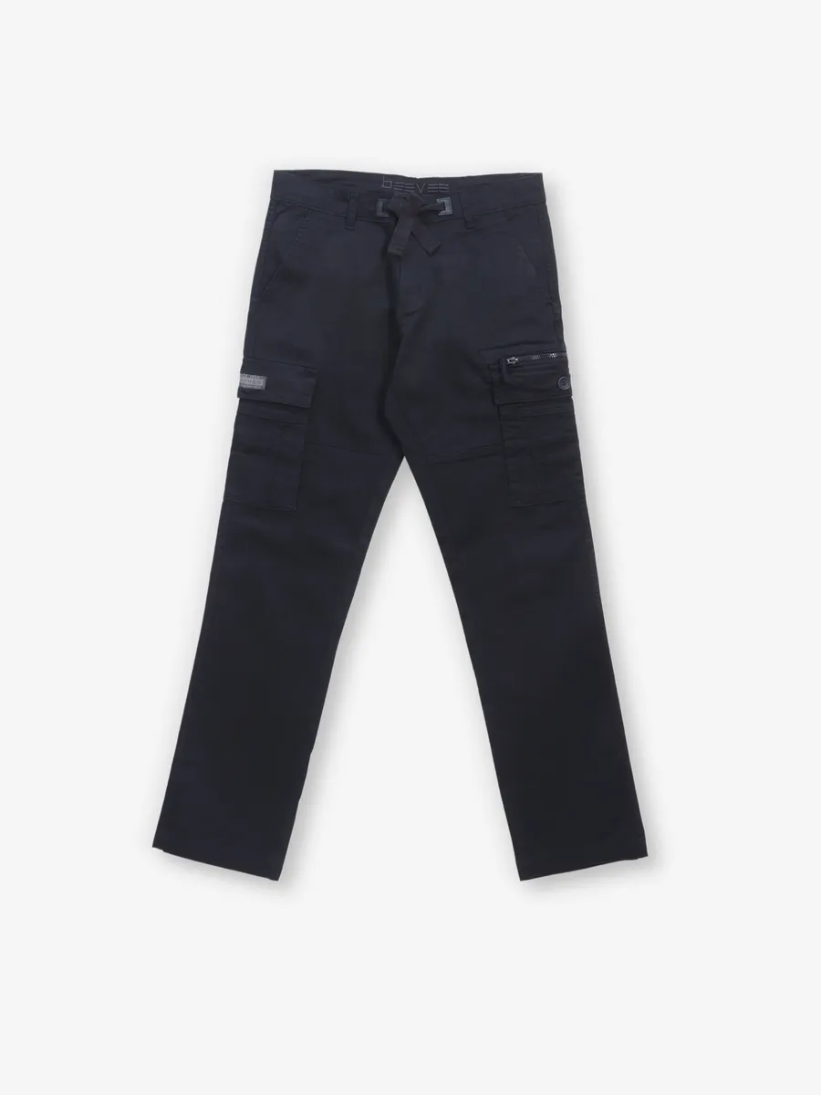 BEEVEE navy solid cargo fit jeans
