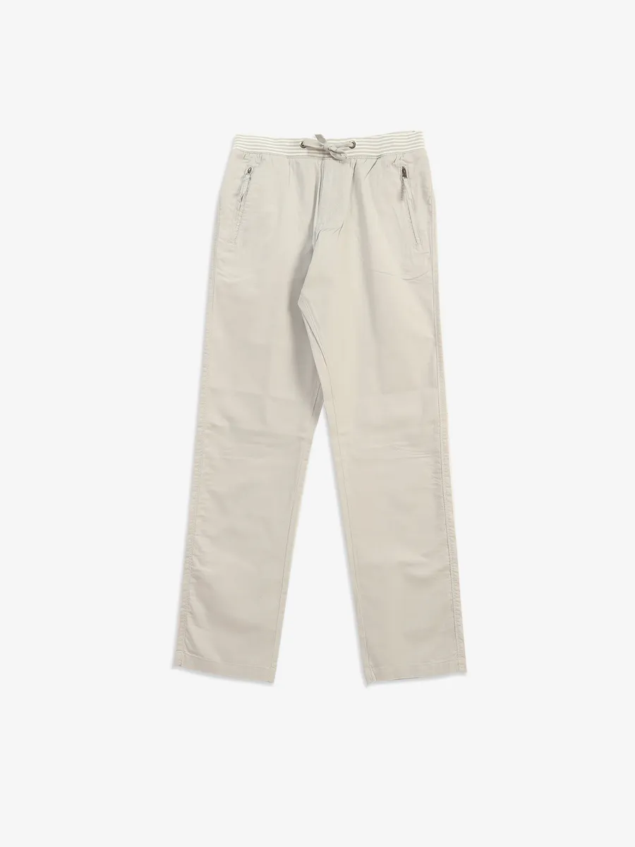 BEEVEE off-white solid cotton track pant