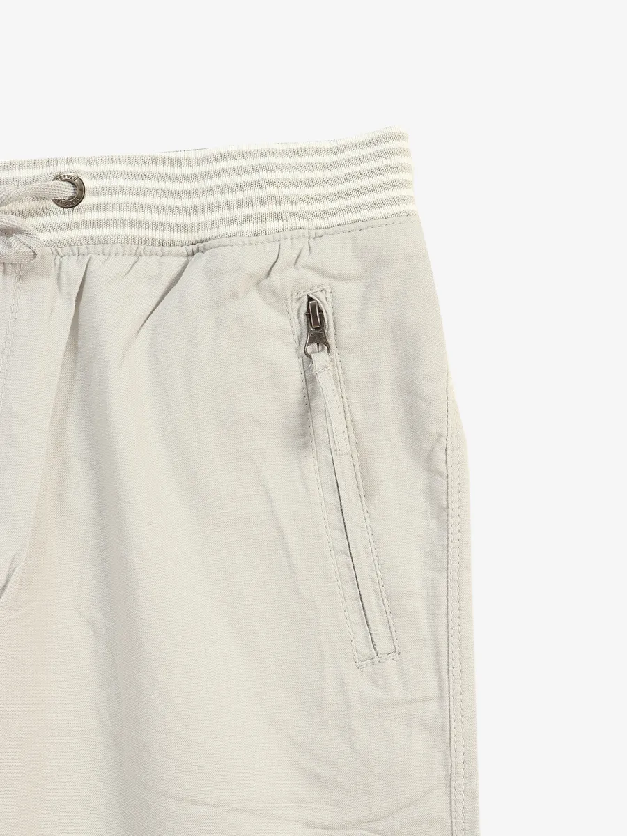 BEEVEE off-white solid cotton track pant