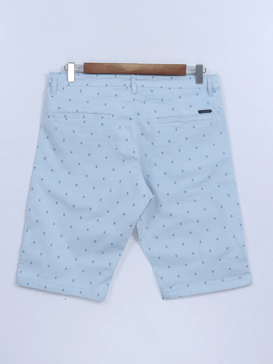 Beevee printed sky blue cotton shorts