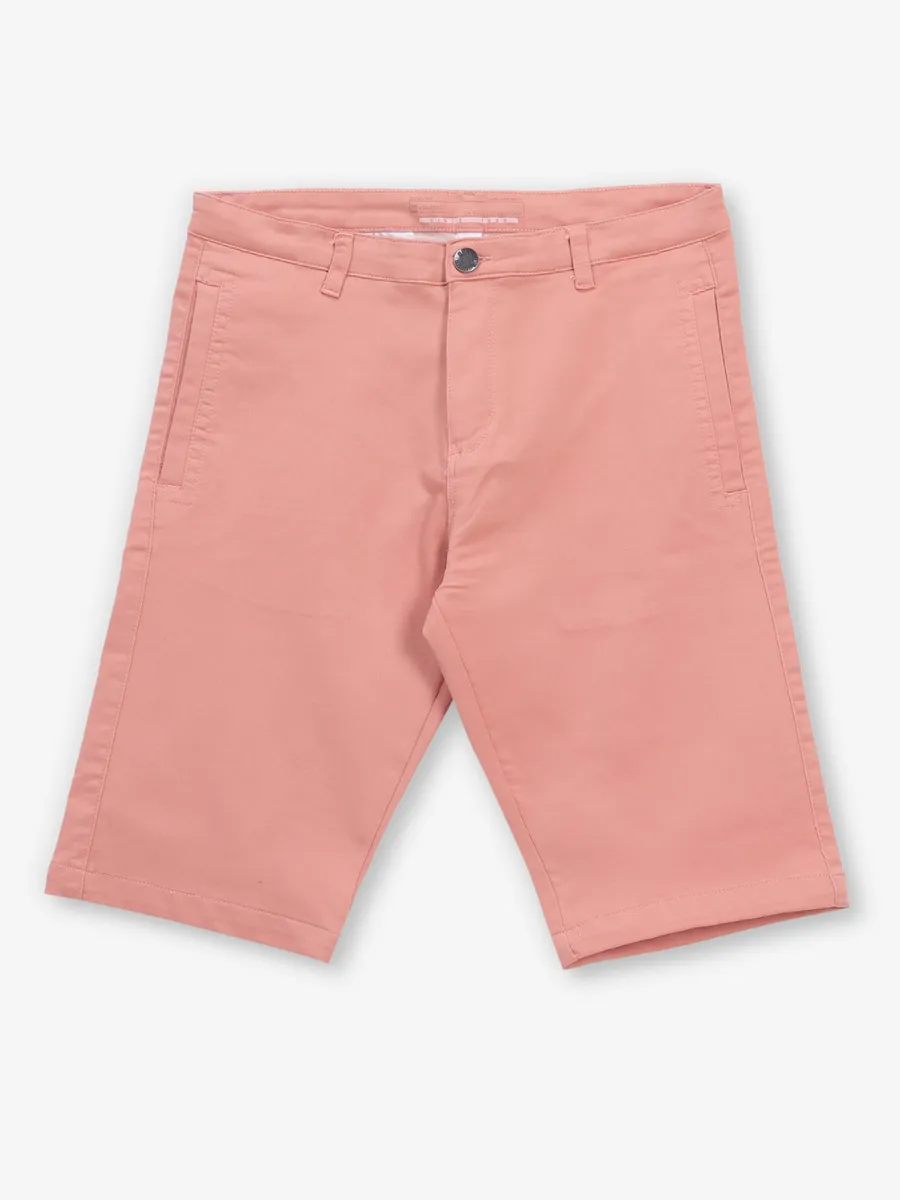 BEEVEE solid peach denim shorts-G3-BSO0600 | United States