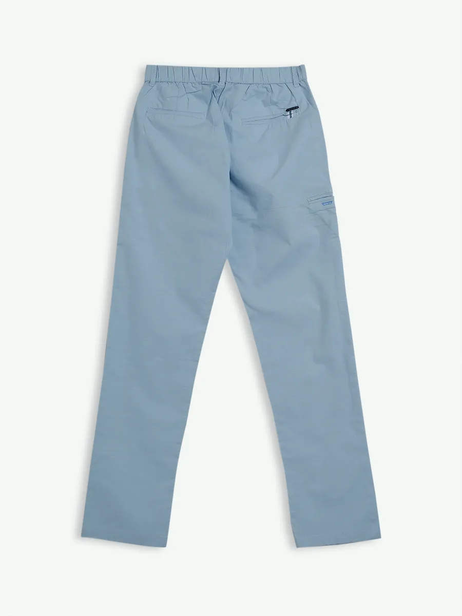 Beevee solid sky blue cotton track pant