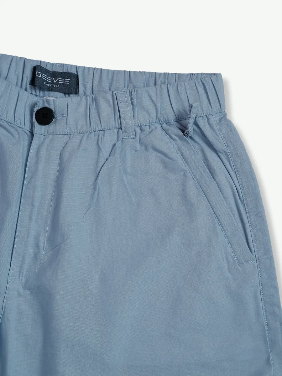 Beevee solid sky blue cotton track pant