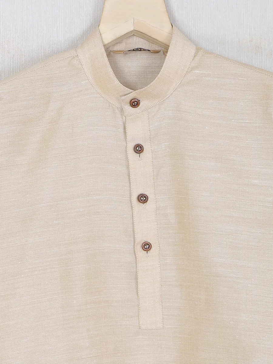 Beige color cotton kurta suit for festivals