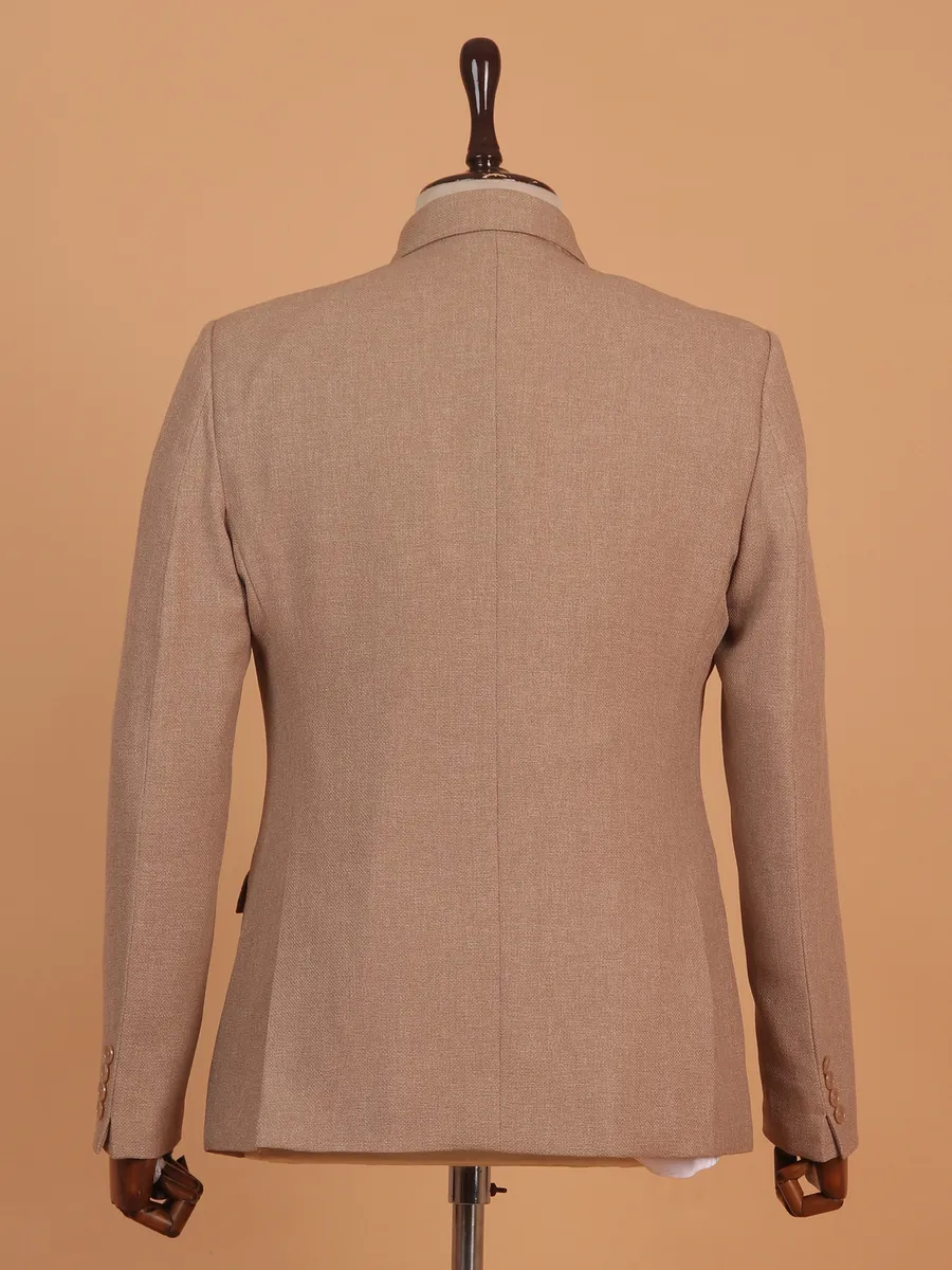 Beige cotton textured blazer for men