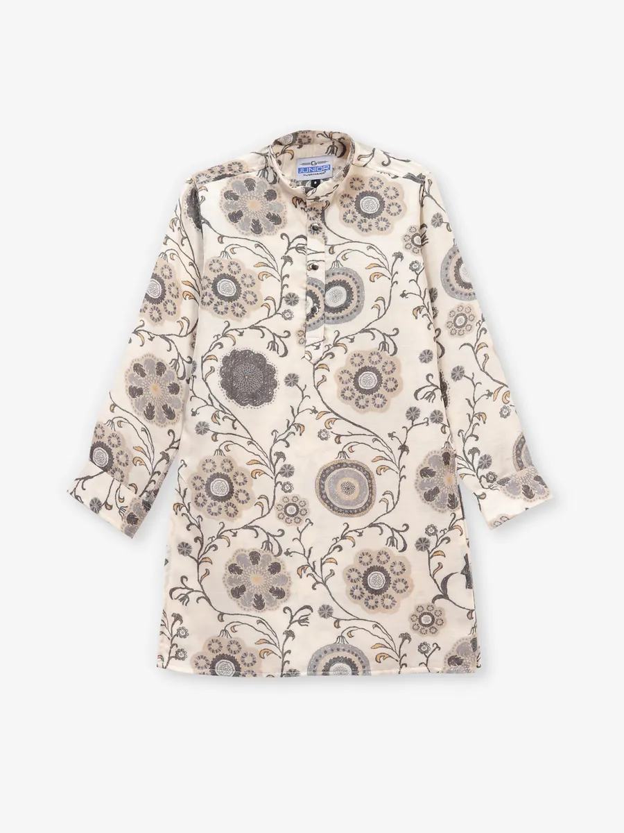 Beige printed kurta suit for festival for boys