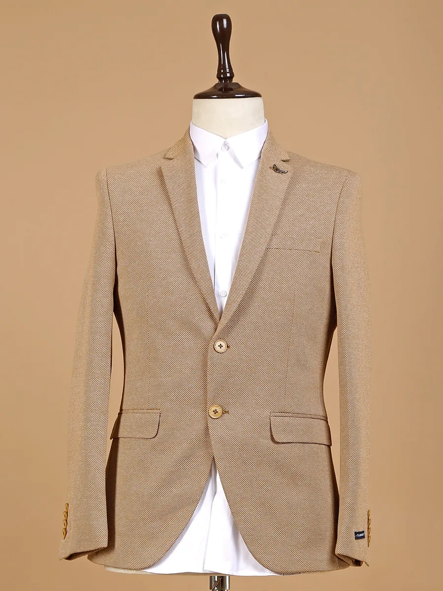 Beige reception wear terry rayon textured blazer