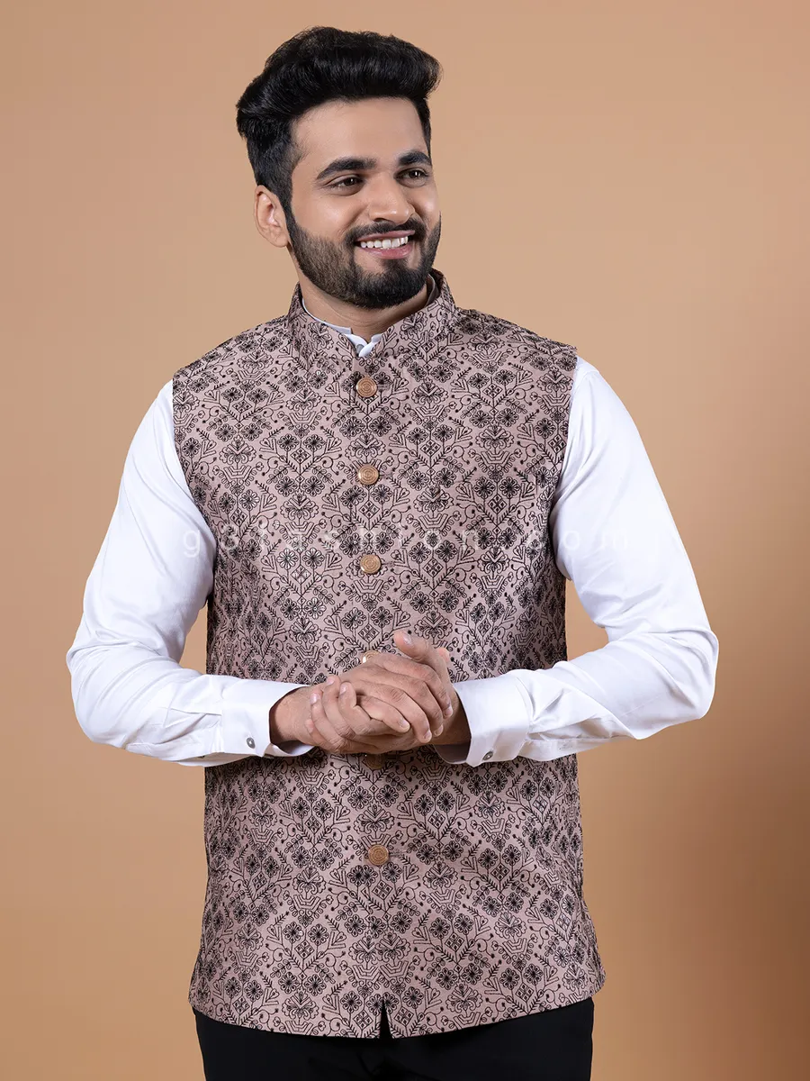 Beige silk wedding waistcoat