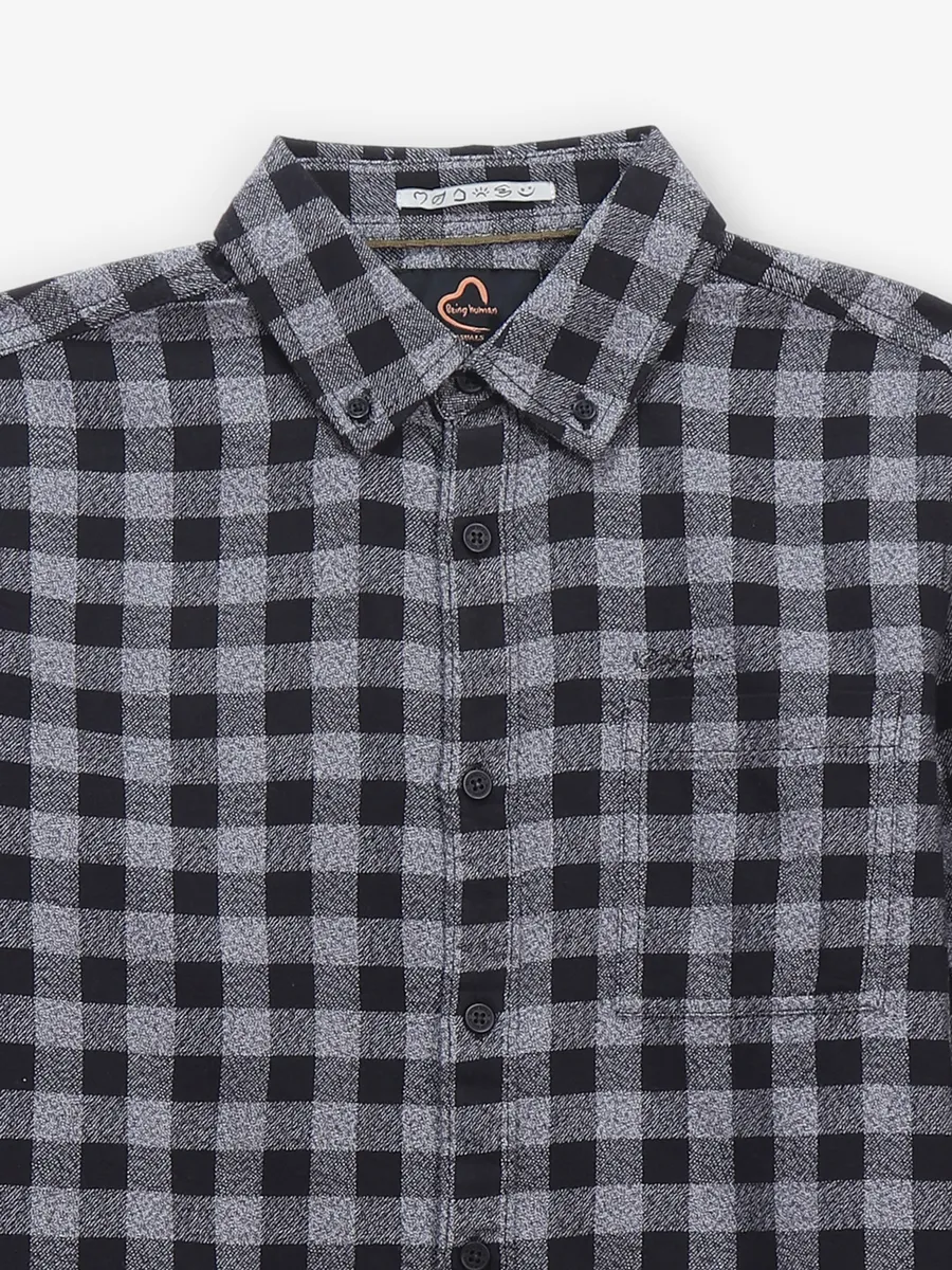 BEING HUMAN black and greyshirt with check