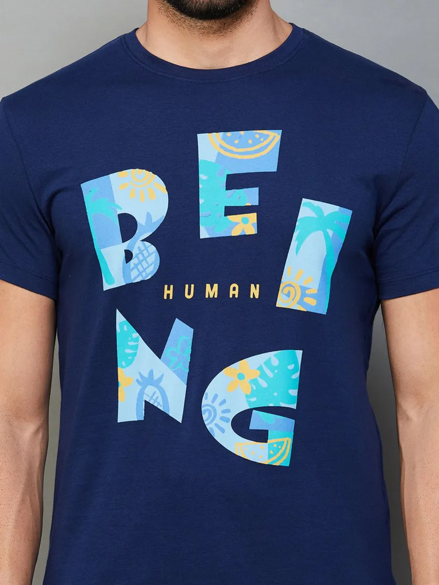 Being Human blue printed half sleevet-shirt