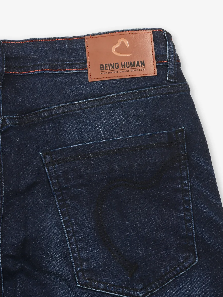 BEING HUMAN dark blue ripped jeans