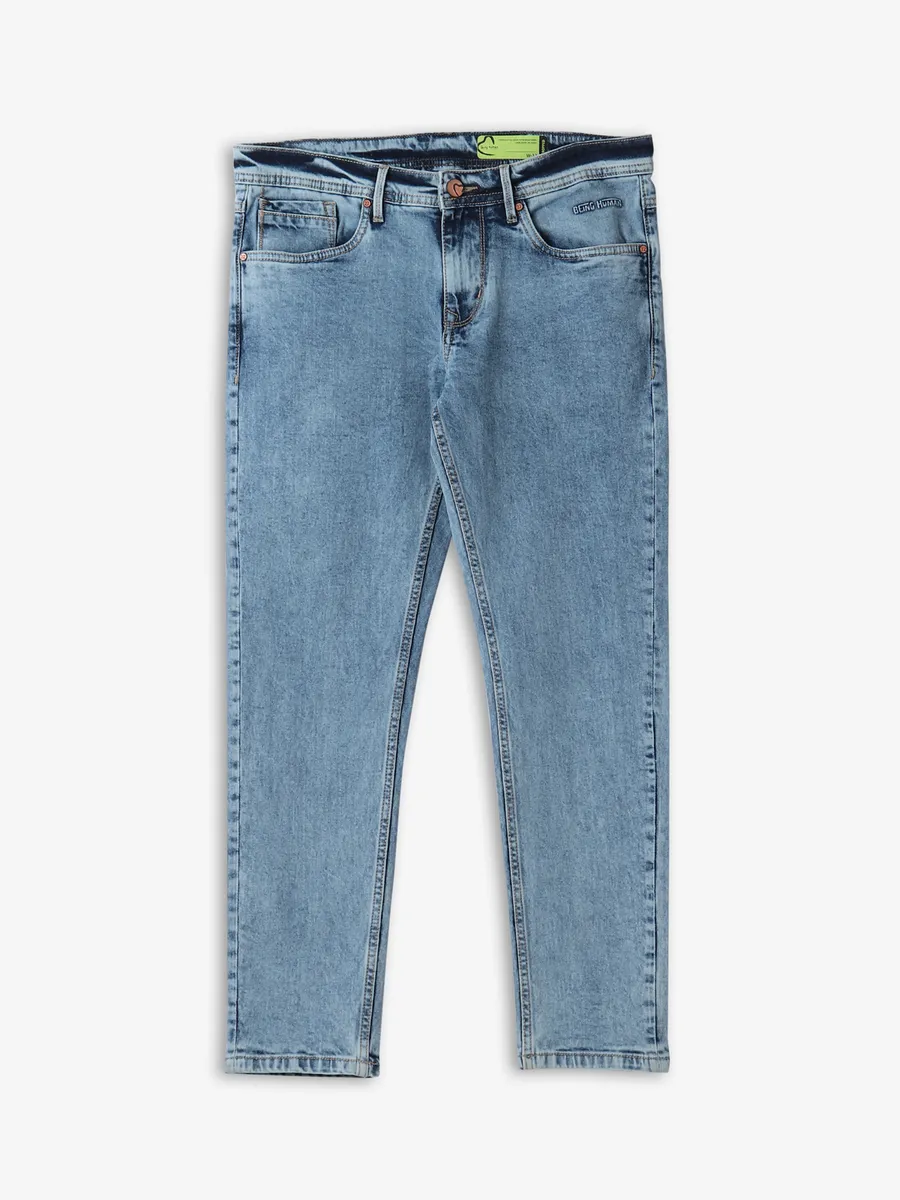 BEING HUMAN light blue cropped fit jeans