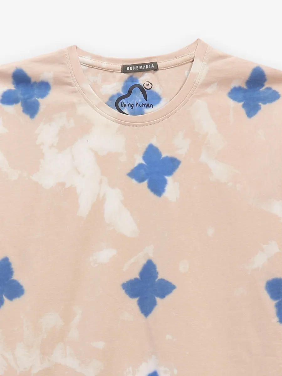 BEING HUMAN Peach printed cotton t-shirt