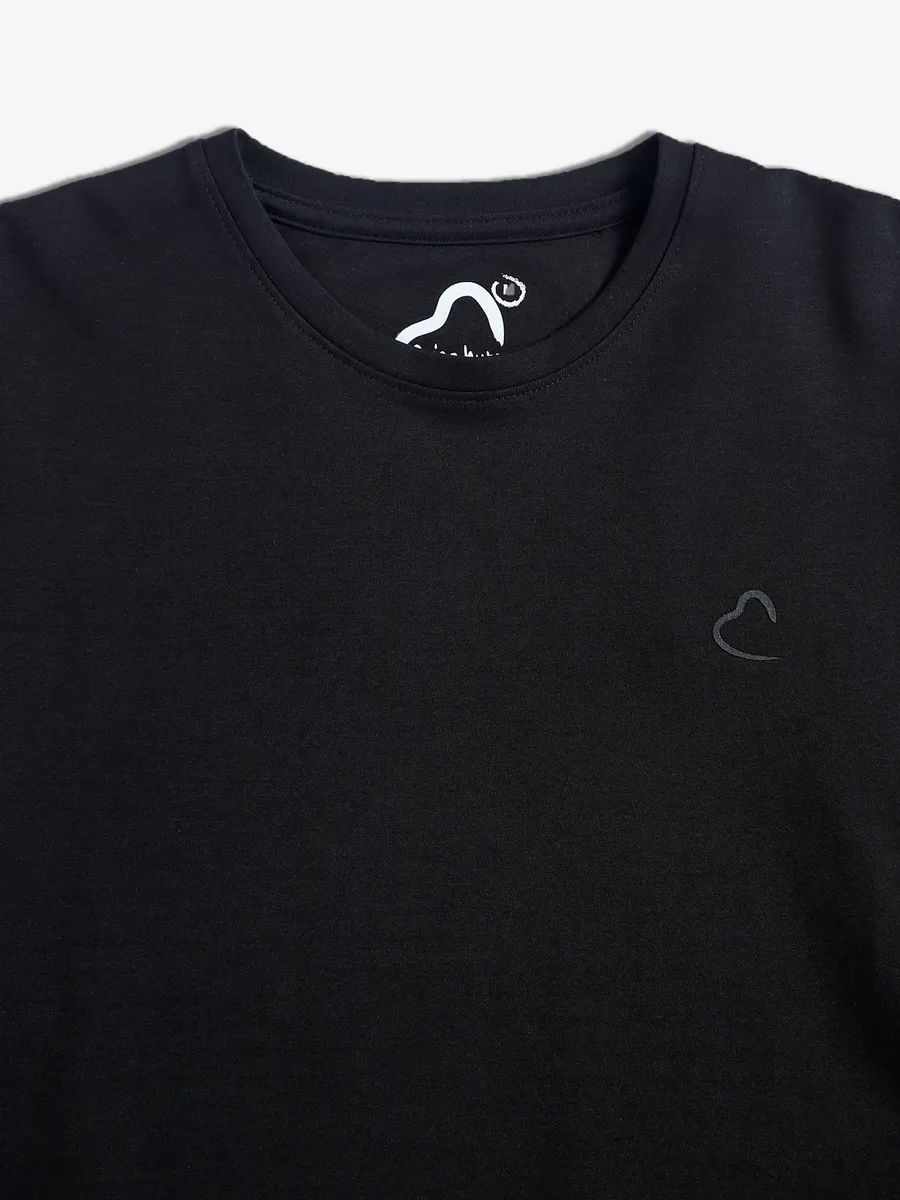 Black Printed Crew Neck Men's T-shirt by Being Human