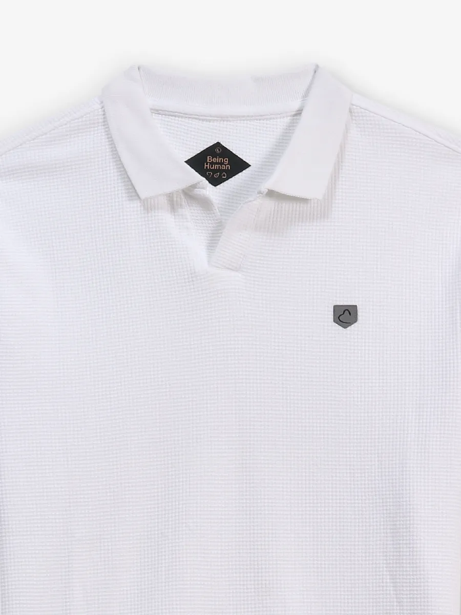 BEING HUMAN plain white t shirt in cotton