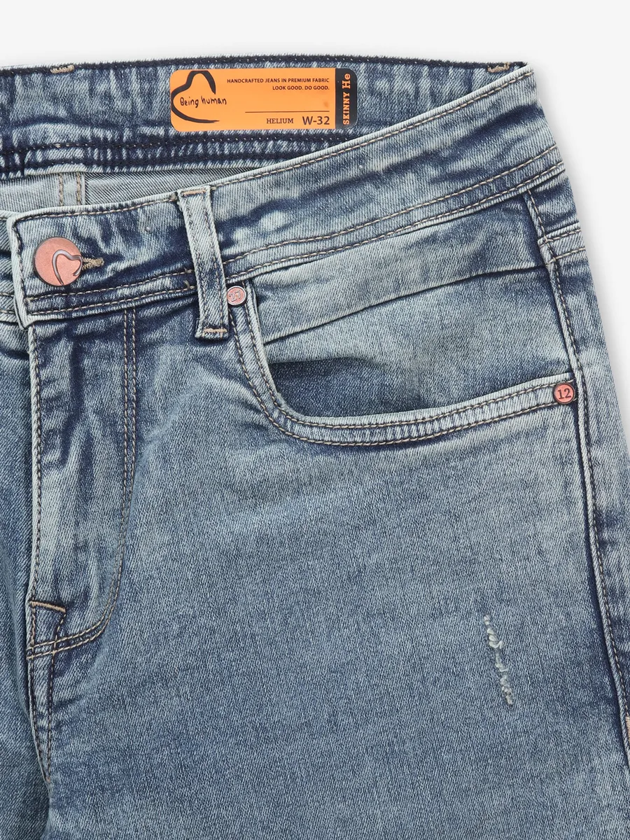 BEING HUMAN ripped denim blue jeans