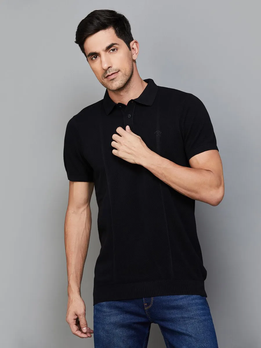 BEING HUMAN slim fit black polo t-shirt