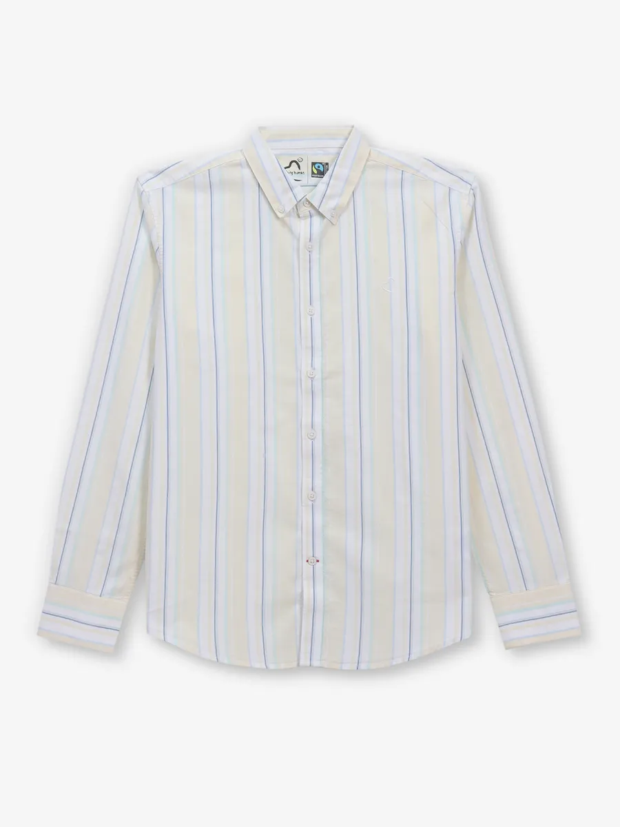 BEING HUMAN stripe yellow cotton shirt