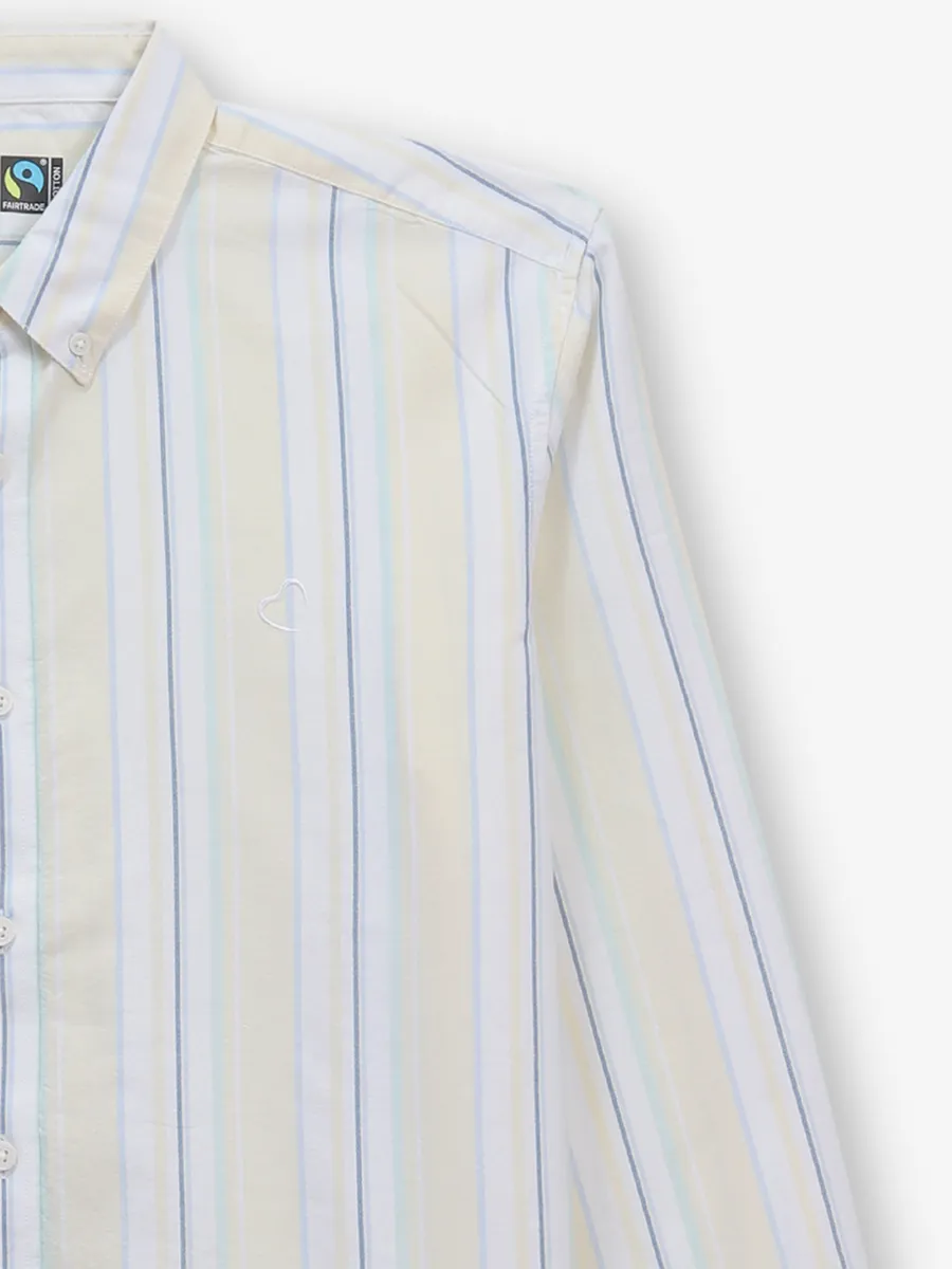 BEING HUMAN stripe yellow cotton shirt