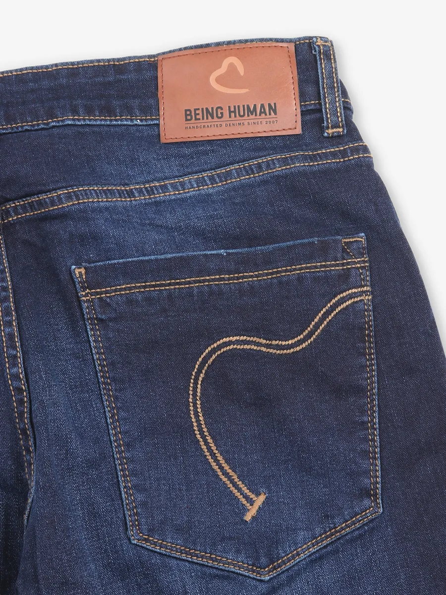BEING HUMAN washed slim fit jeans in dark blue