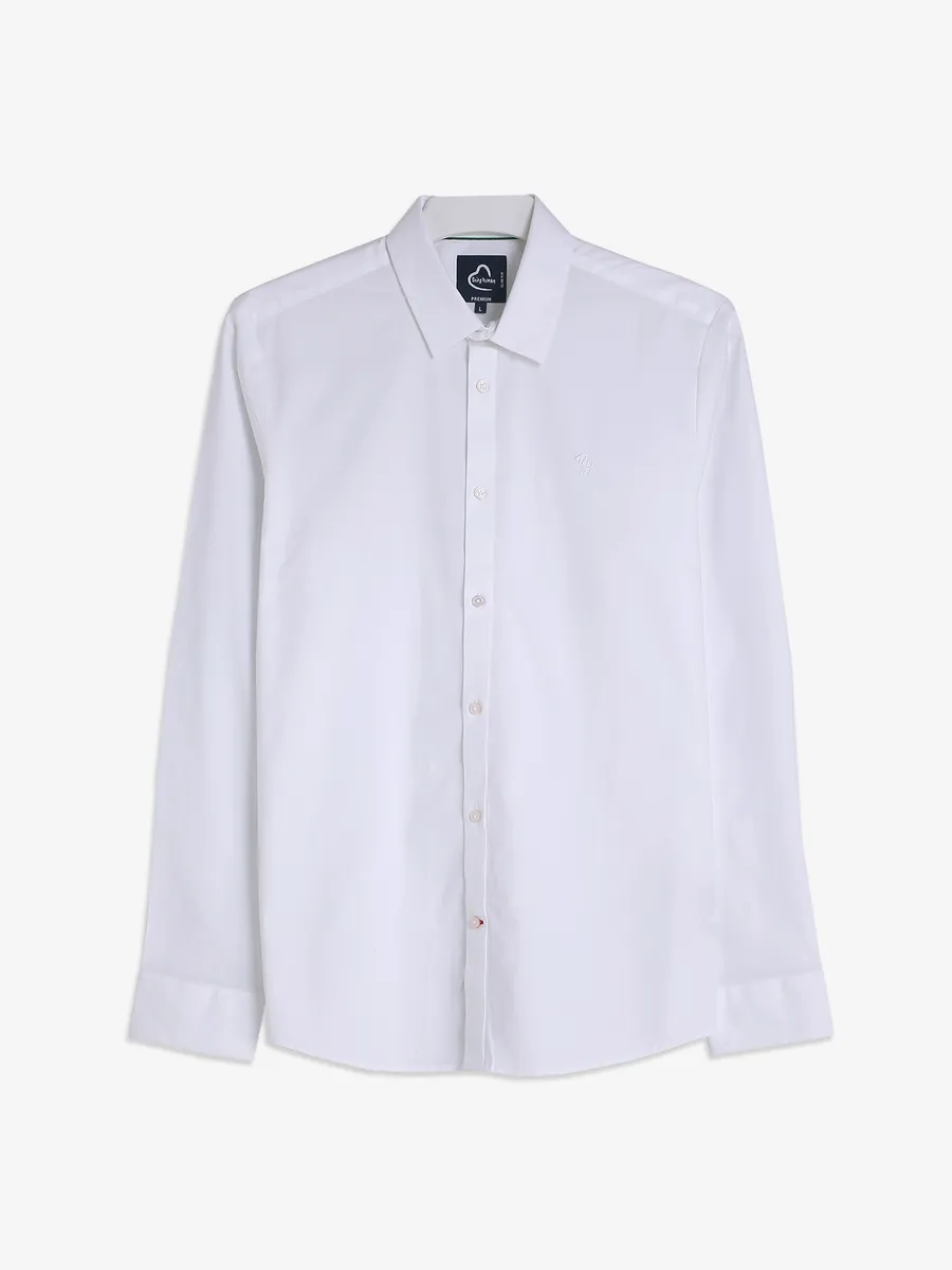 BEING HUMAN white cotton plain shirt