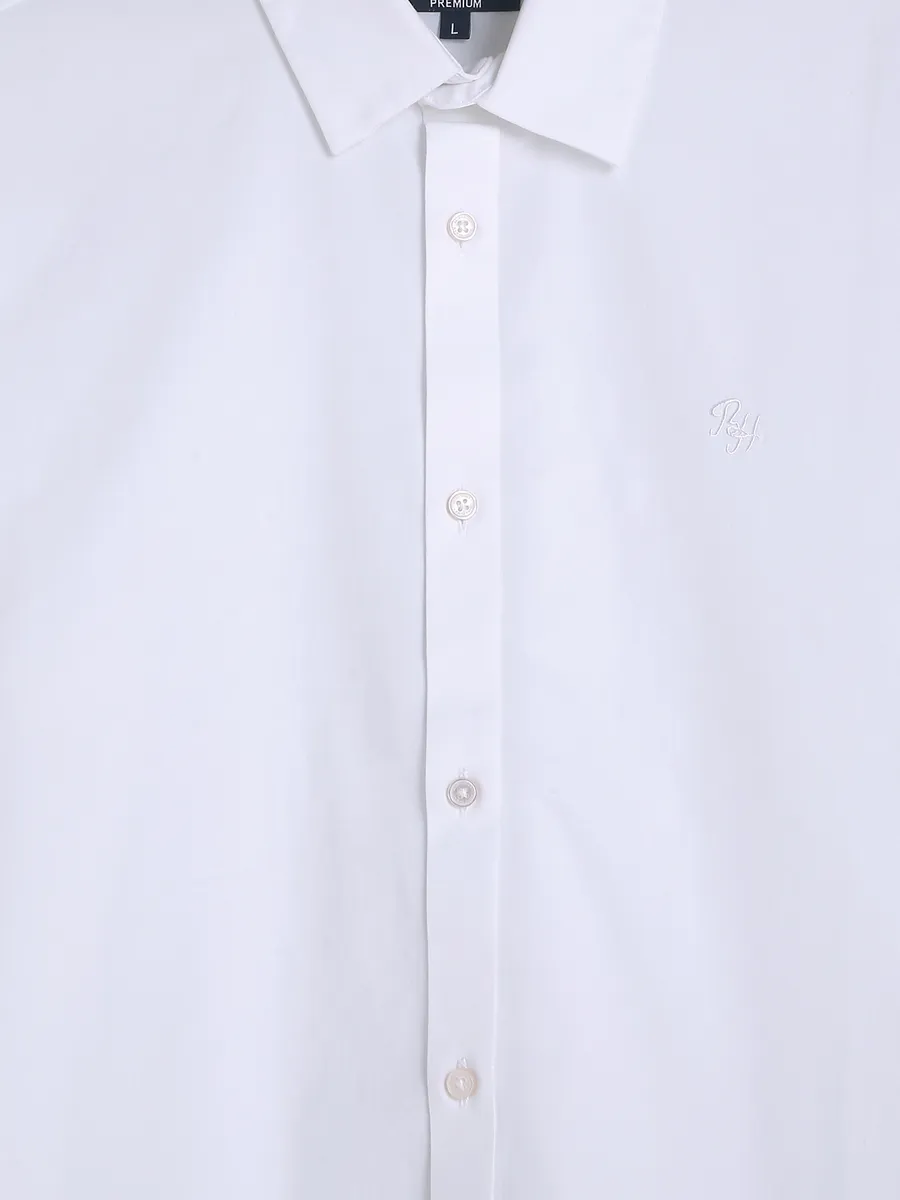 BEING HUMAN white cotton plain shirt