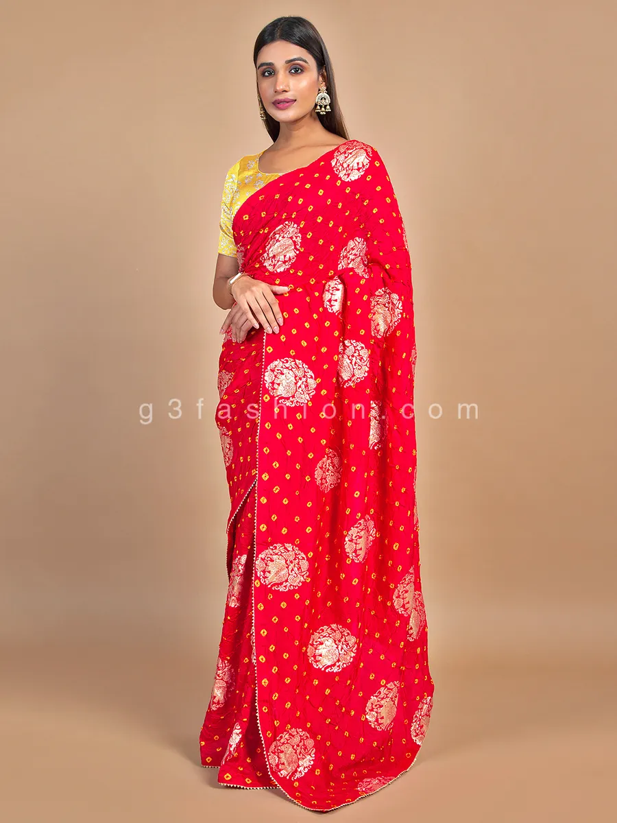 Bhandhej red wedding wear saree