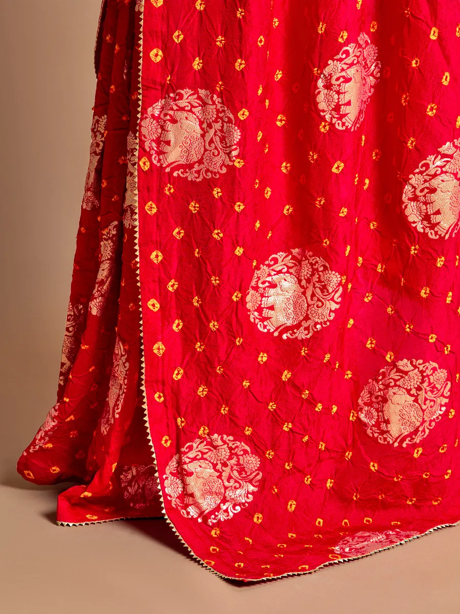 Bhandhej red wedding wear saree