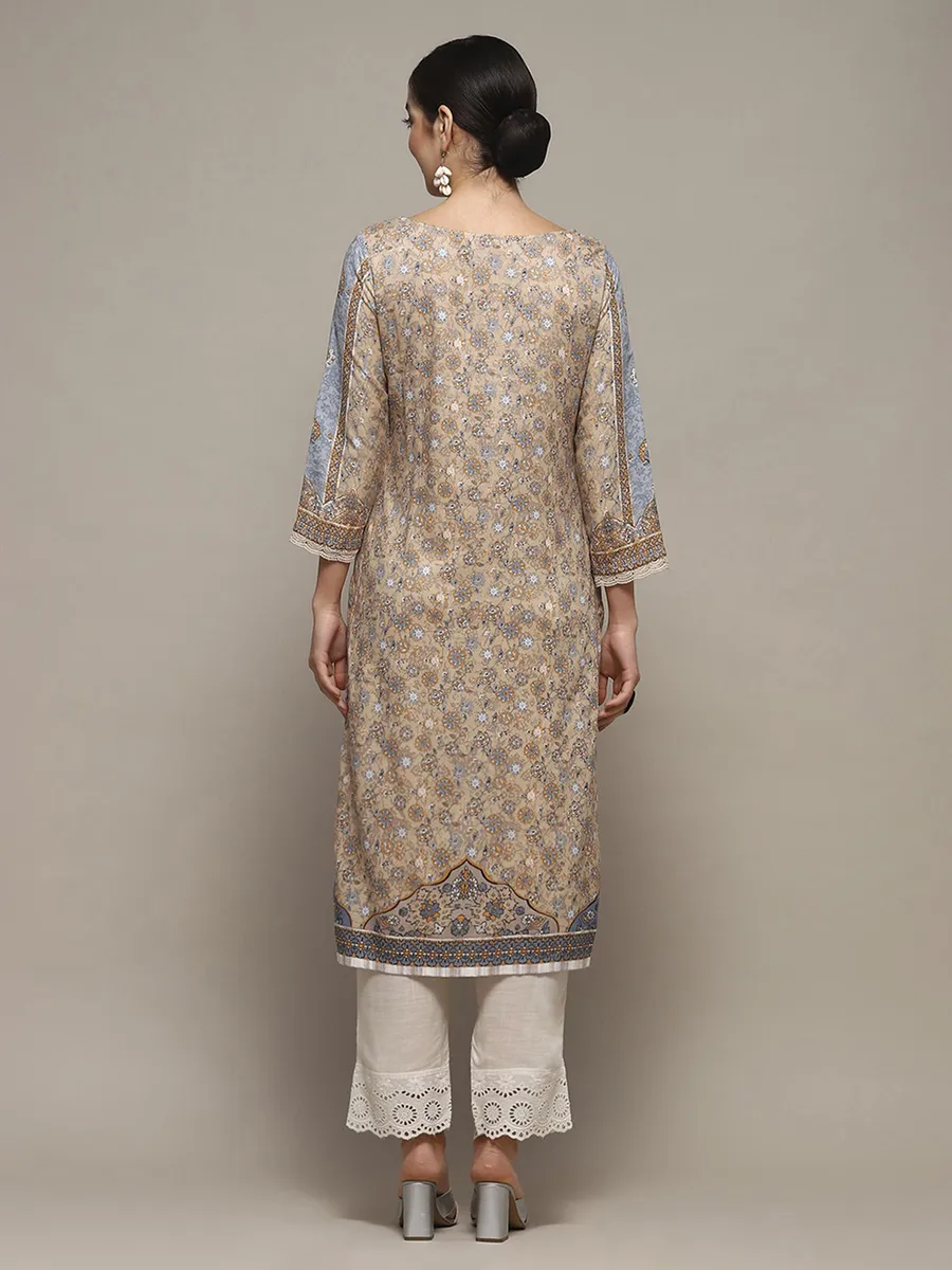 BIBA beige printed straight kurti