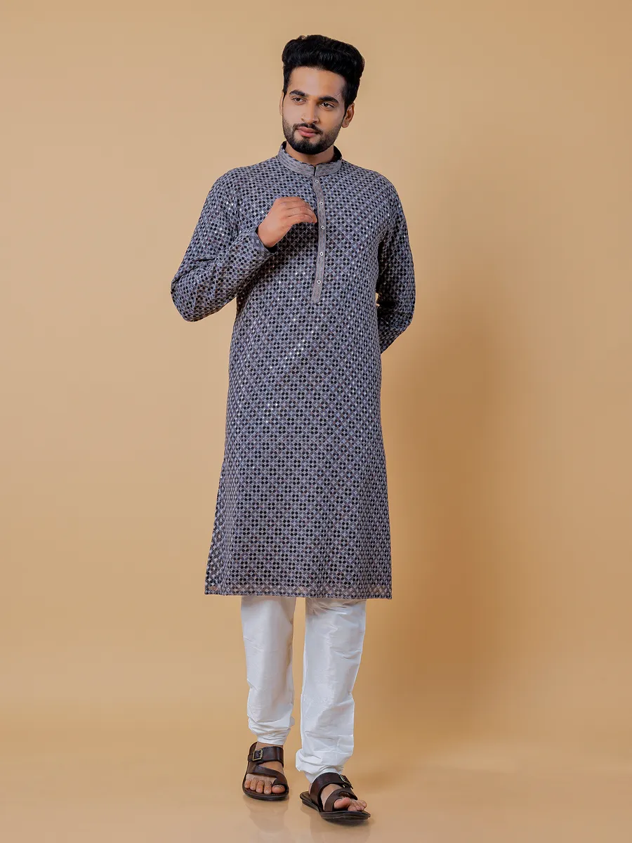 Black and grey printed kurta suit