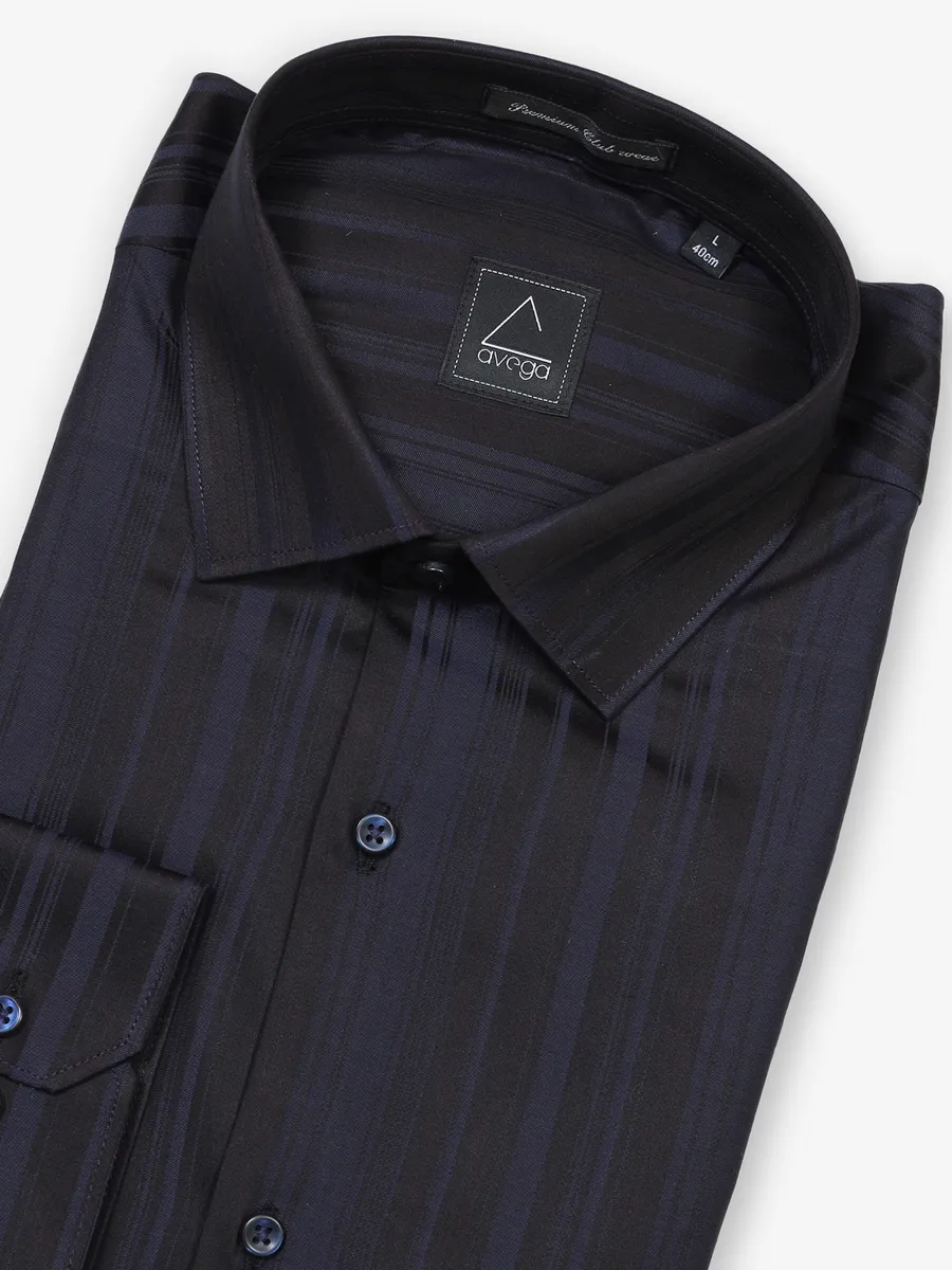 Black and navy striped cotton shirt