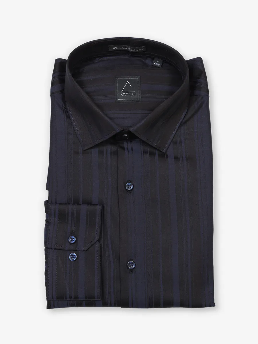 Black and navy striped cotton shirt