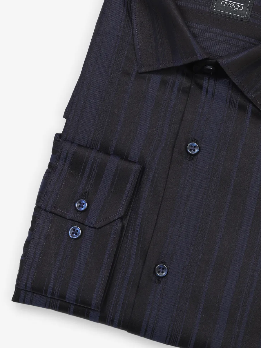 Black and navy striped cotton shirt