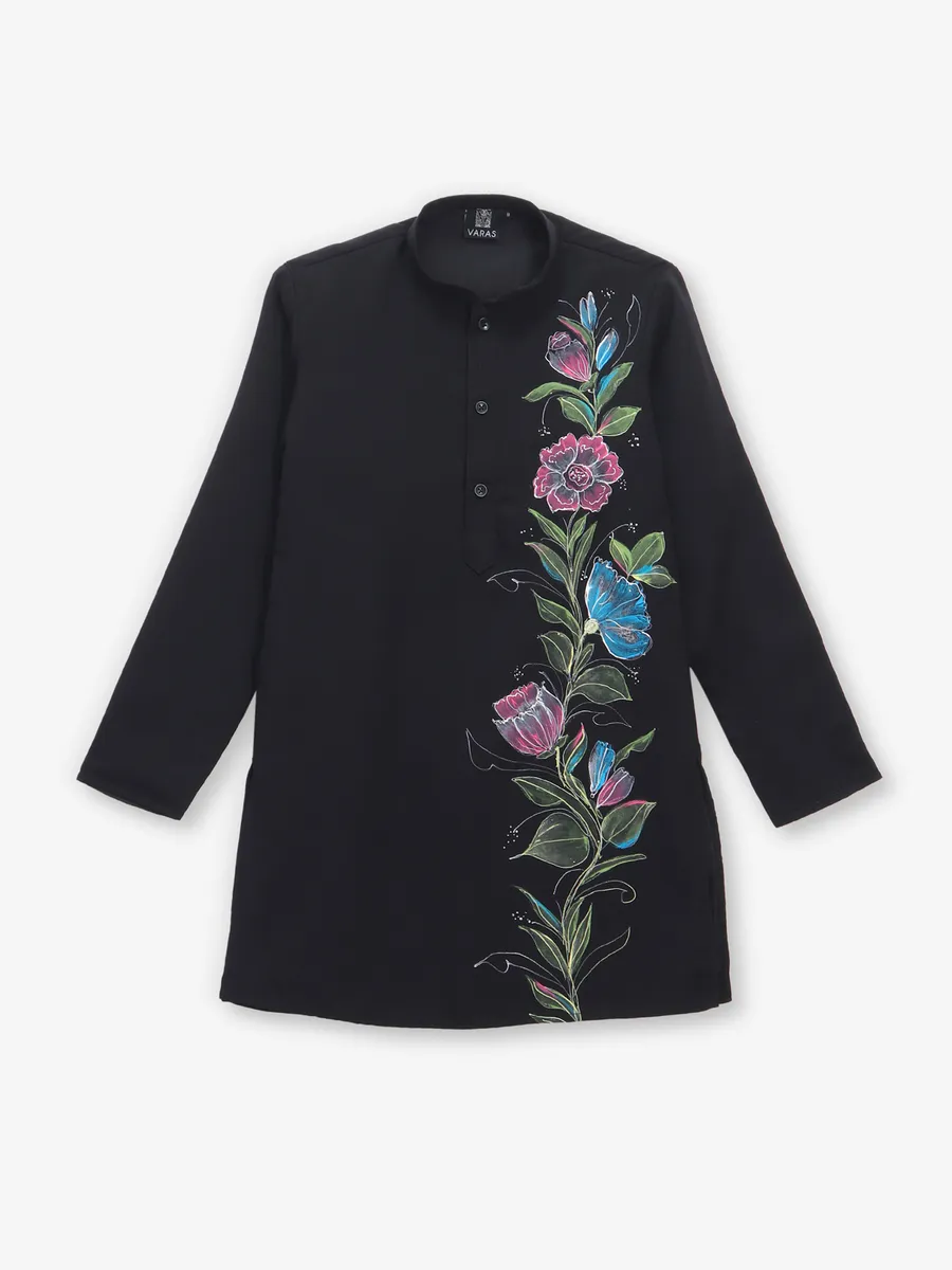 Black cotton kurta suit for boys