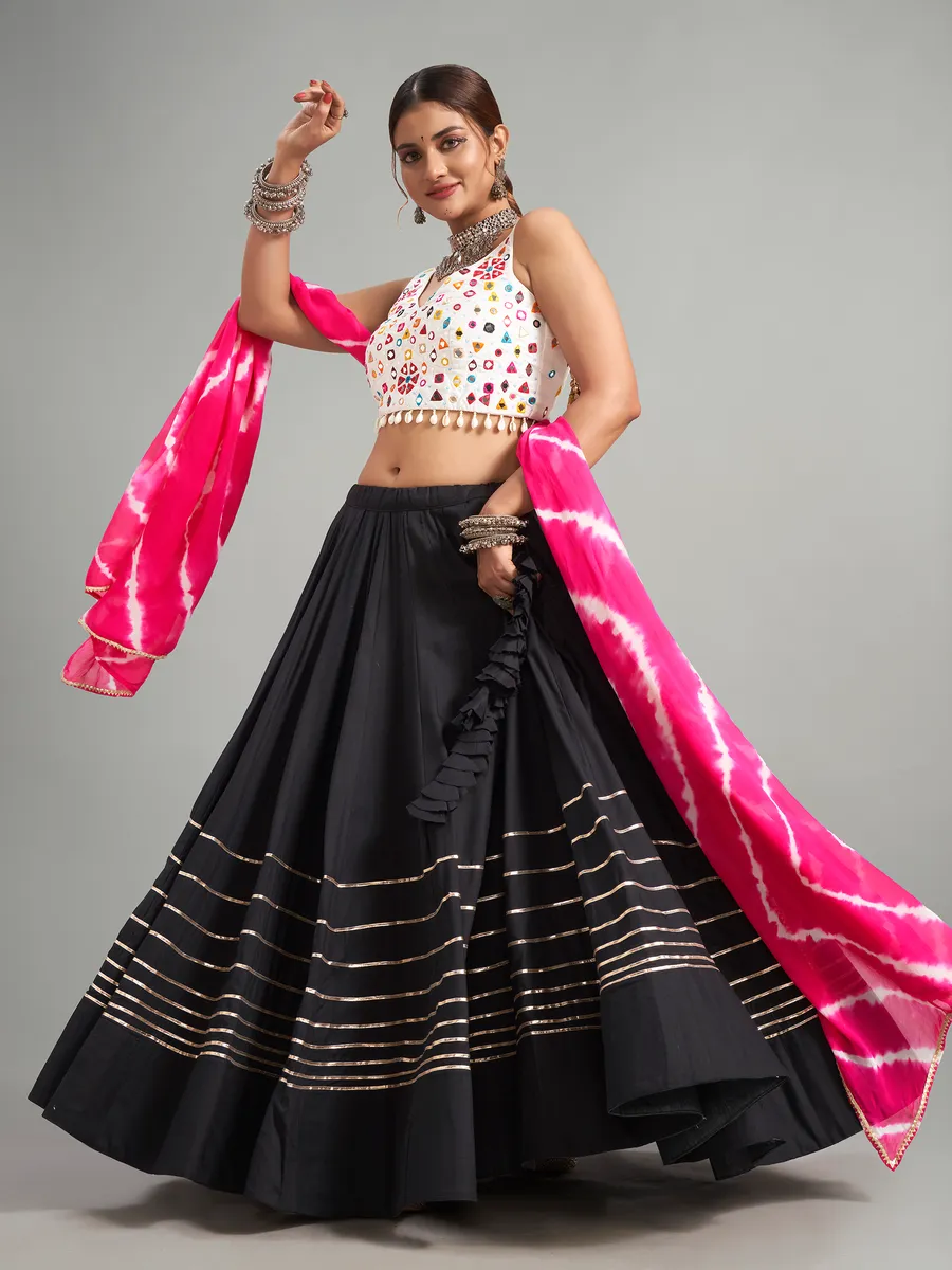 Black cotton silk chaniya choli for navratri