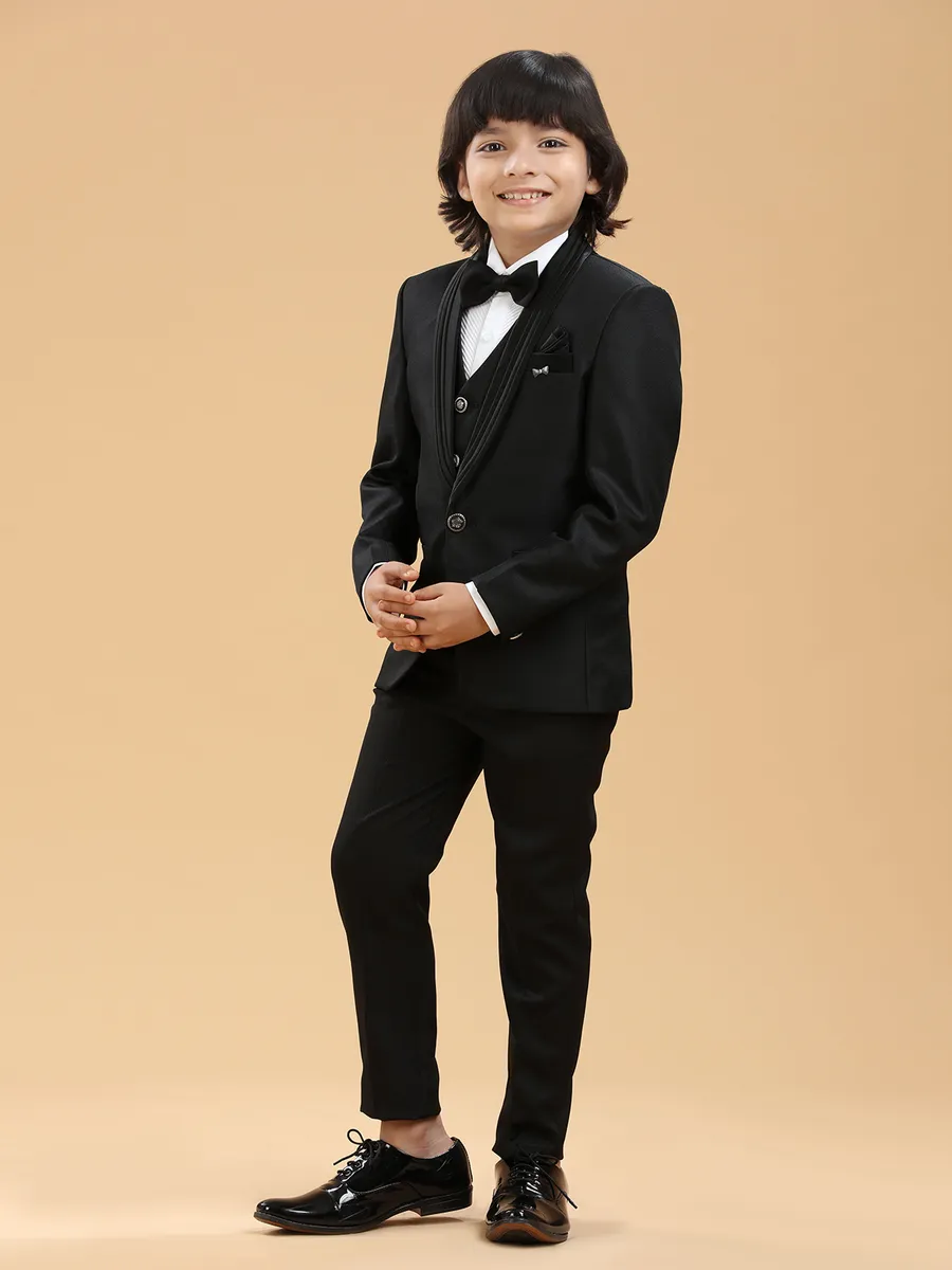 Black elegant boys coat suit in terry rayon