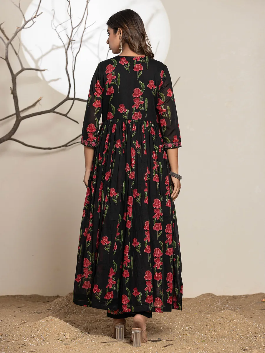 black floral print kurti set