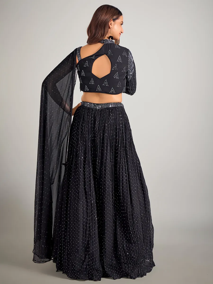 Black georgette lehenga choli for party