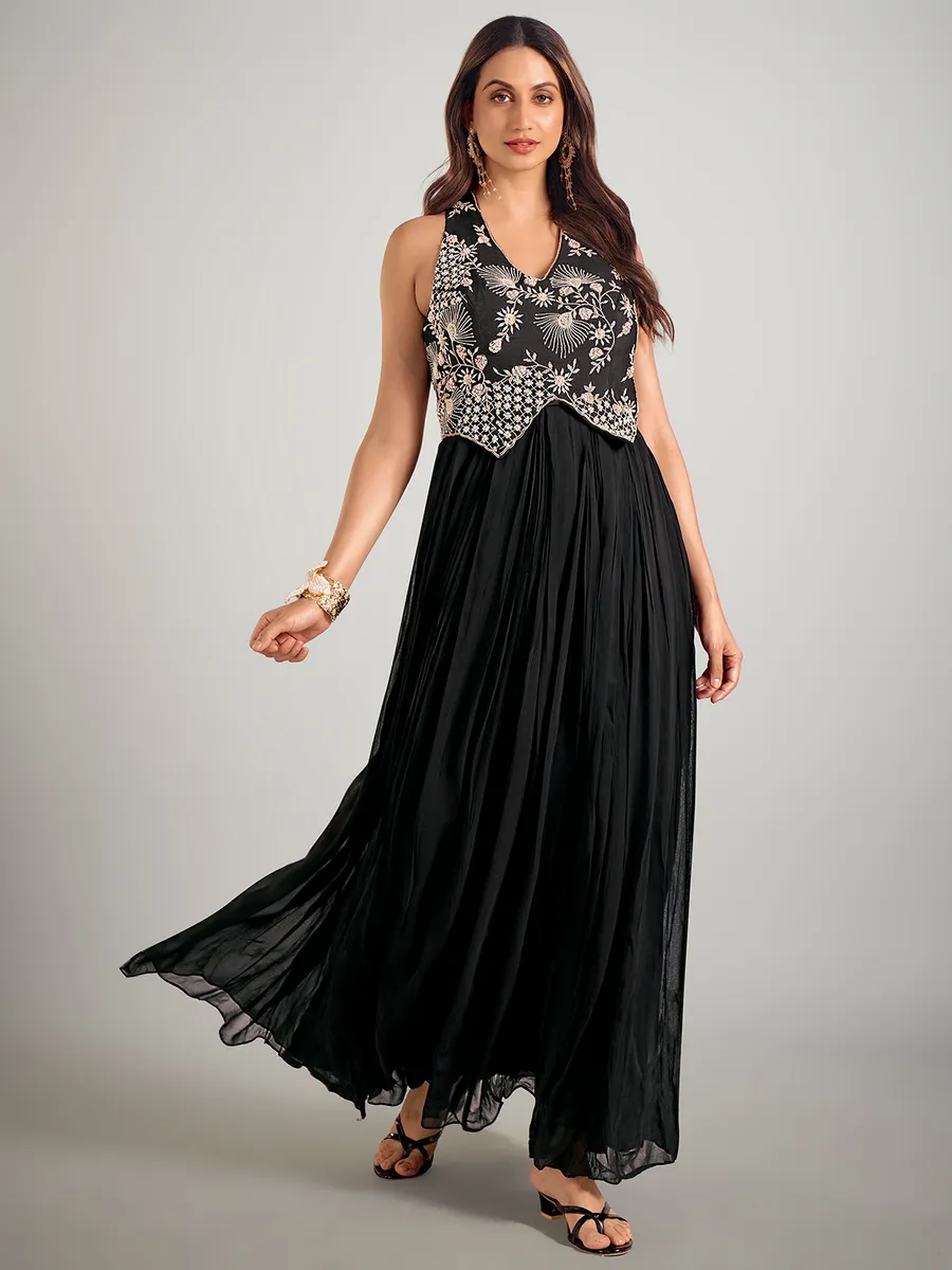 Black georgette party wear designer suit