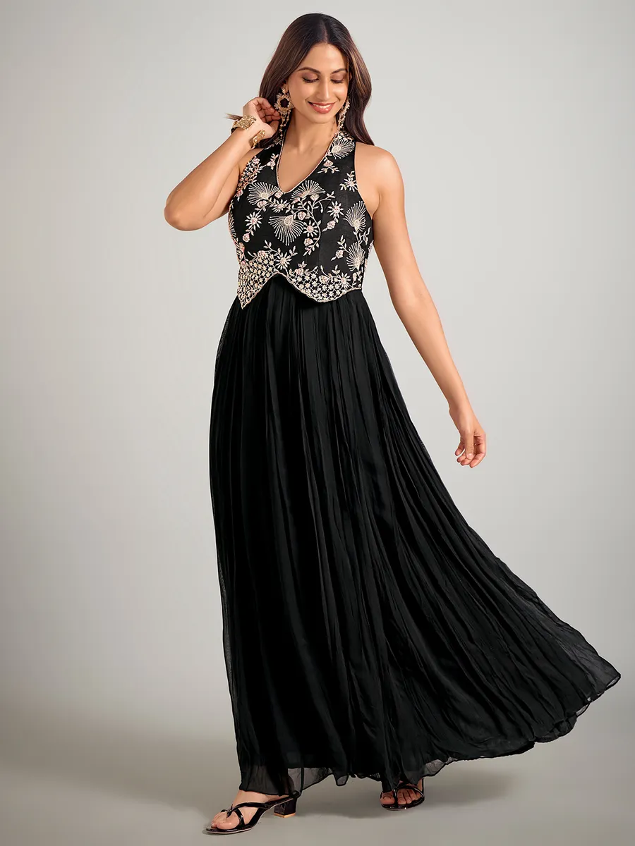 Black georgette party wear designer suit