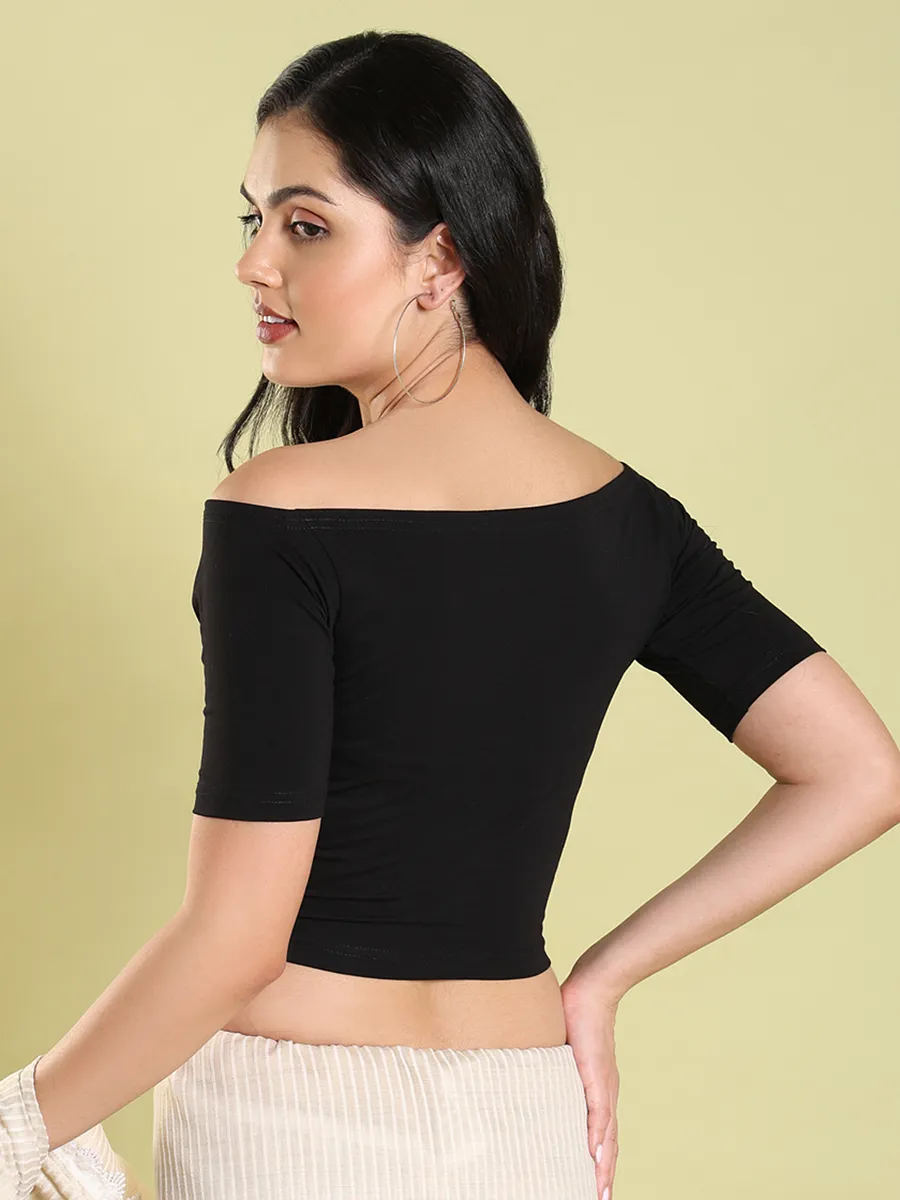 Black plain off shoulder blouse