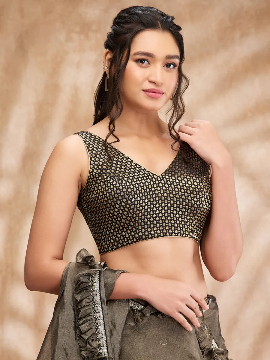 Black silk zari weaving blouse