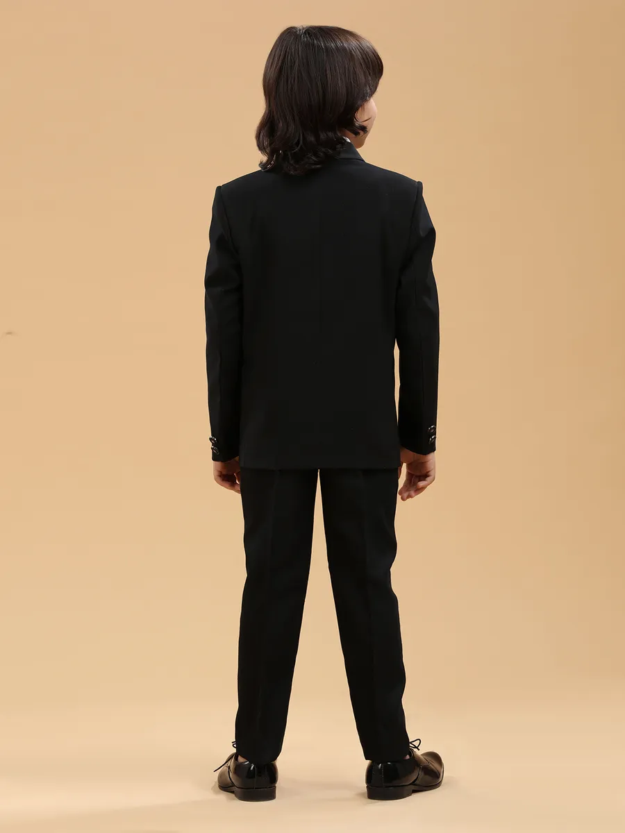 Black terry rayon solid coat suit