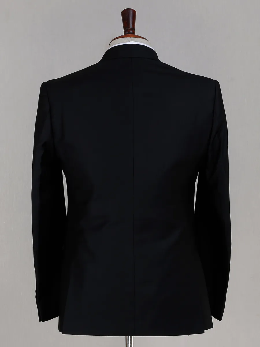 Black terry rayon solid coat suit for reception wear
