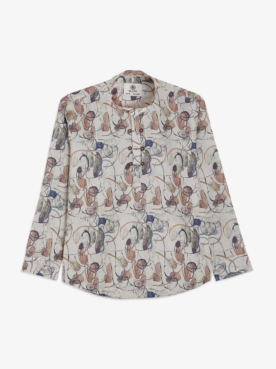 Blazo beige and blue printed shirt