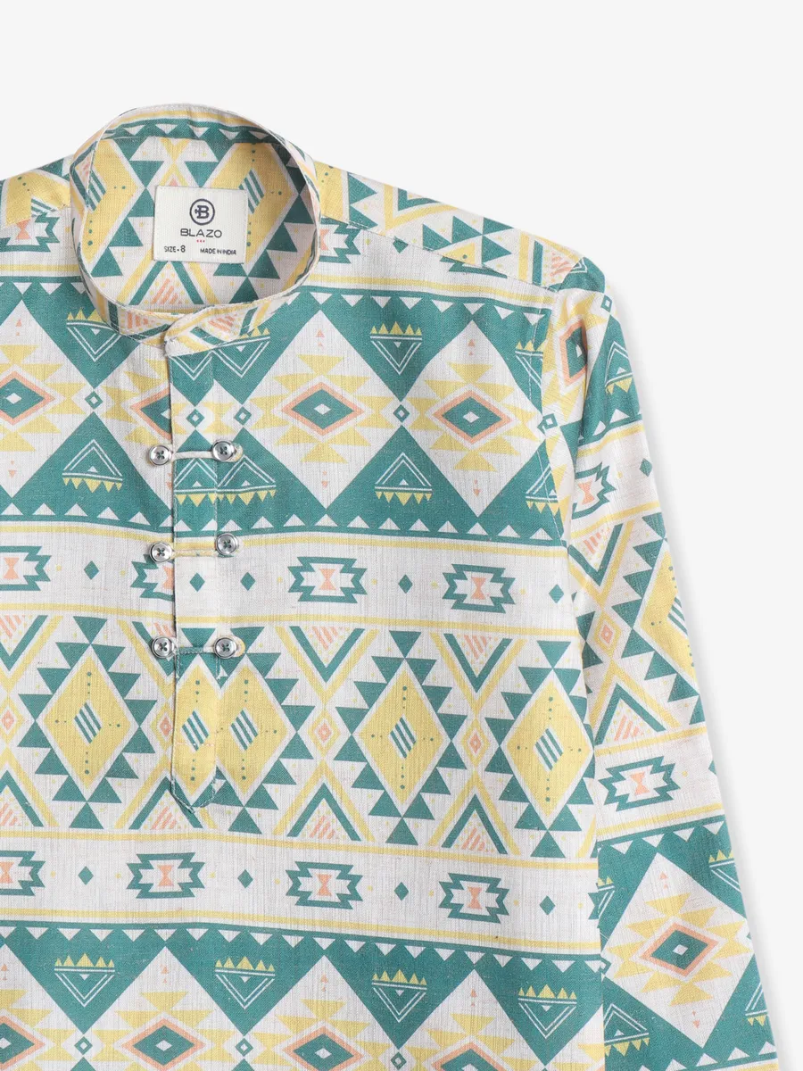 Blazo beige and green printed shirt