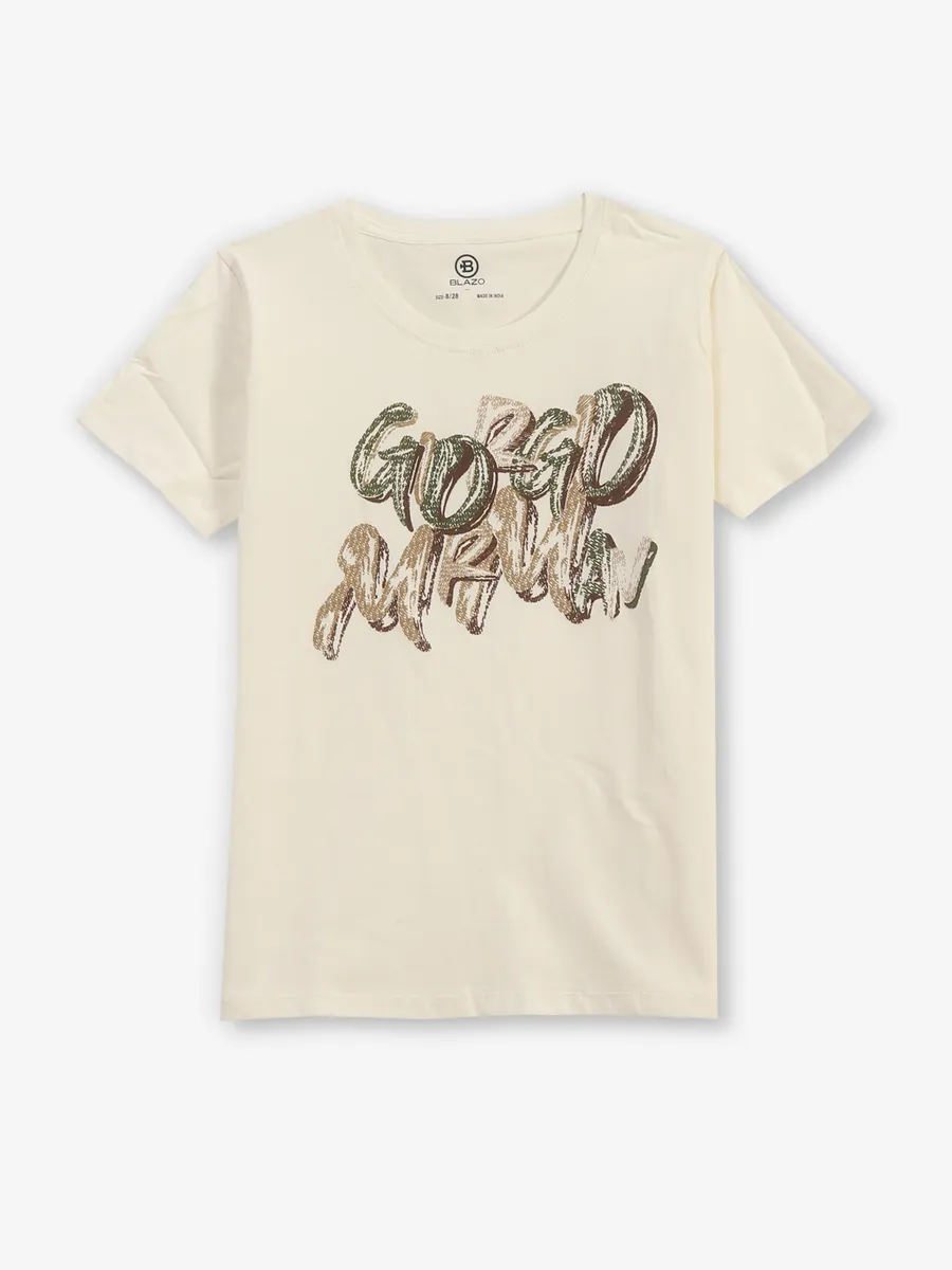 BLAZO beige printed cotton shirt with t-shirt