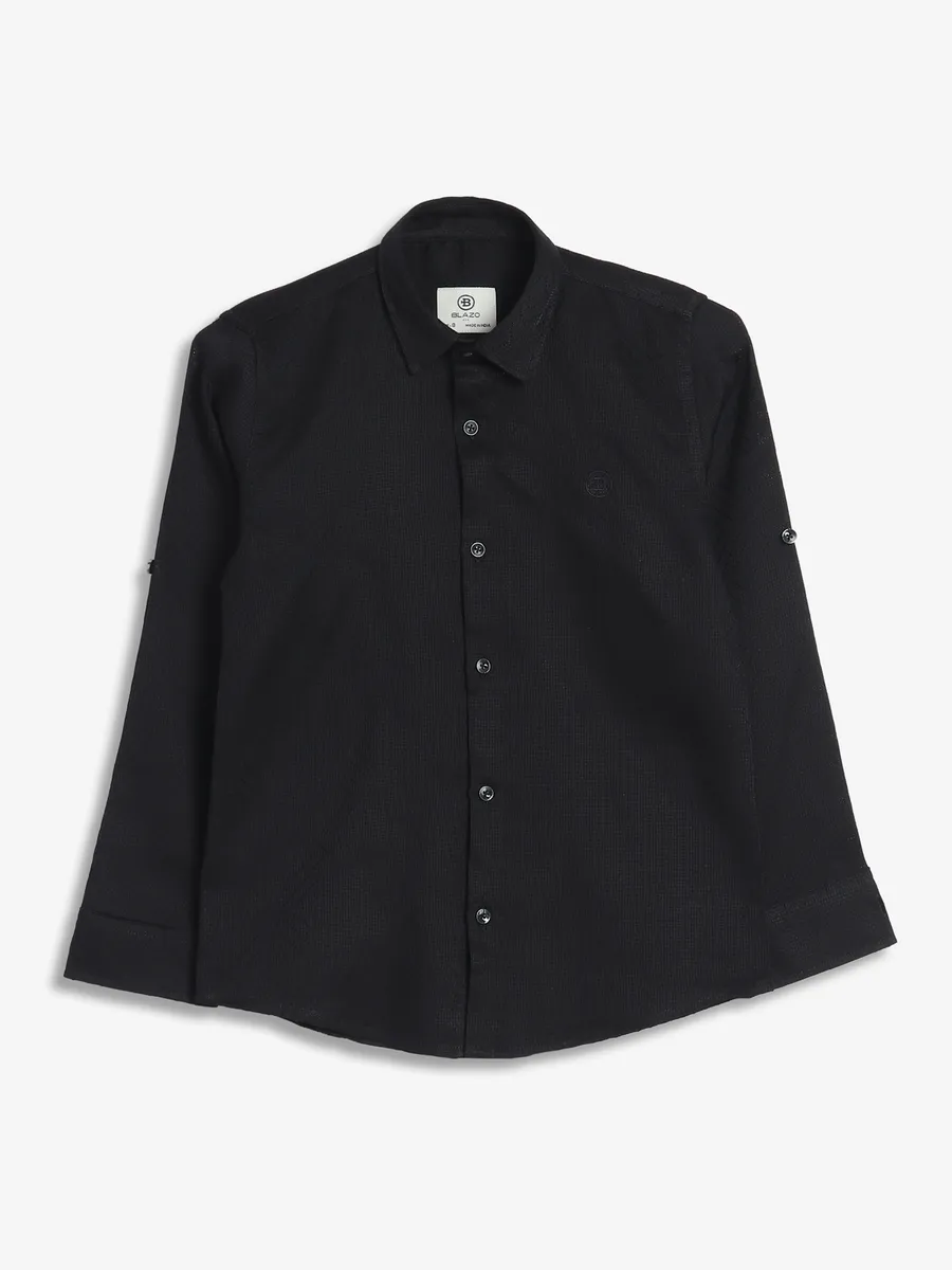 Blazo black cotton texture shirt