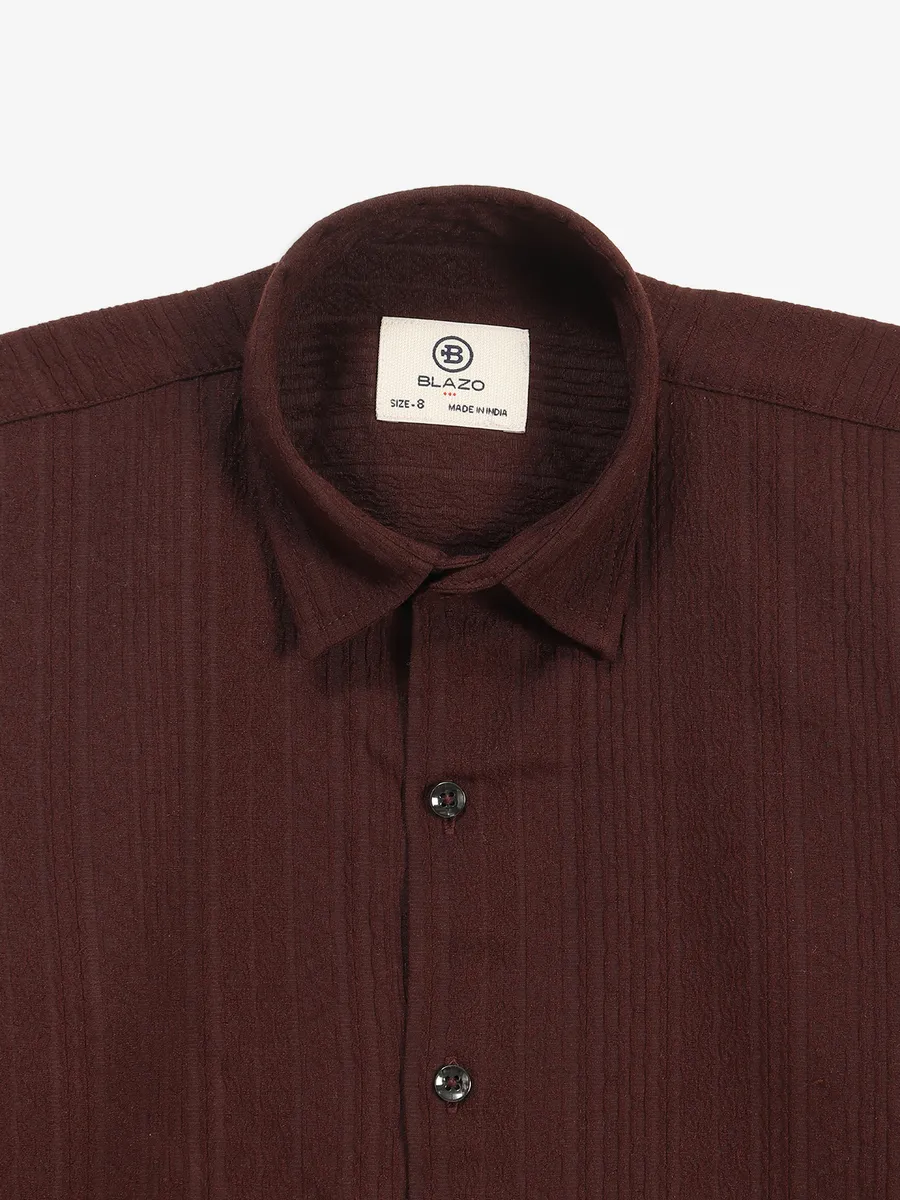 BLAZO brown cotton stripe shirt